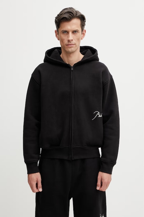 RHUDE Classique Zip Up bluza rozpinana bawełniana męska czarna RHSS26HO11012