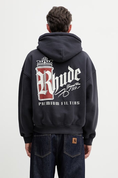 RHUDE Fumar 91 bluza rozpinana bawełniana męska czarna RHSS26HO09012