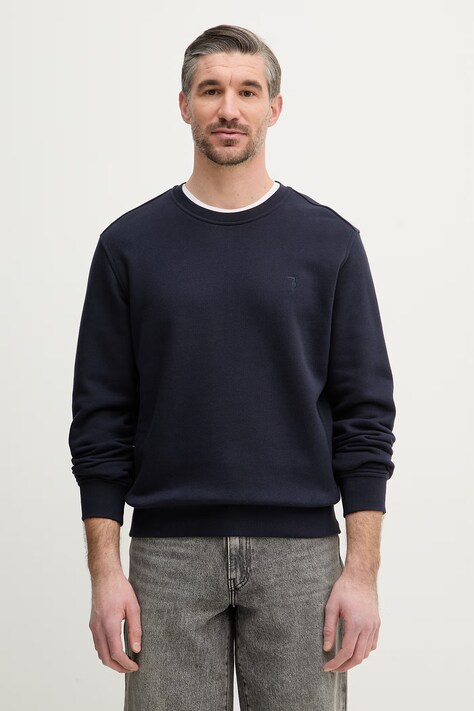 Trussardi bluza bawełniana męska kolor granatowy gładka G8088000132N