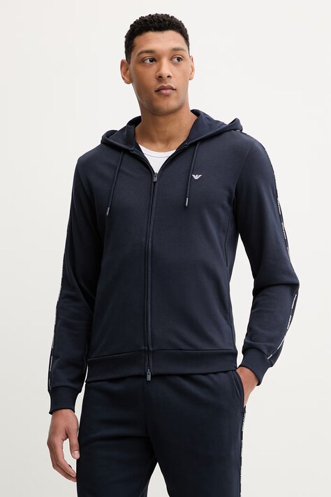 Emporio Armani Underwear bluza męska kolor granatowy z kapturem gładka EM000653 AF18887
