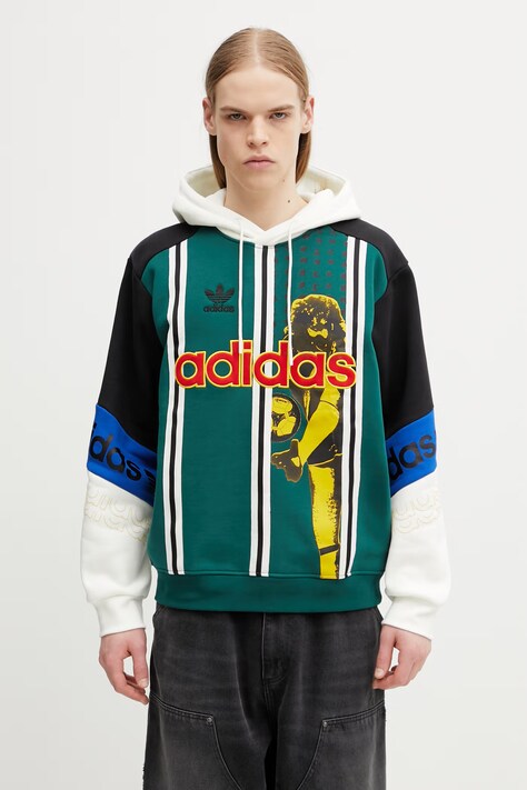 adidas Originals bluza z kapturem z bawełny męska zielona KD1438