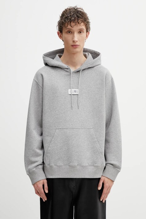MM6 Maison Margiela bluza bawełniana męska kolor szary z kapturem melanżowa SH0GU0042.M25025.853M