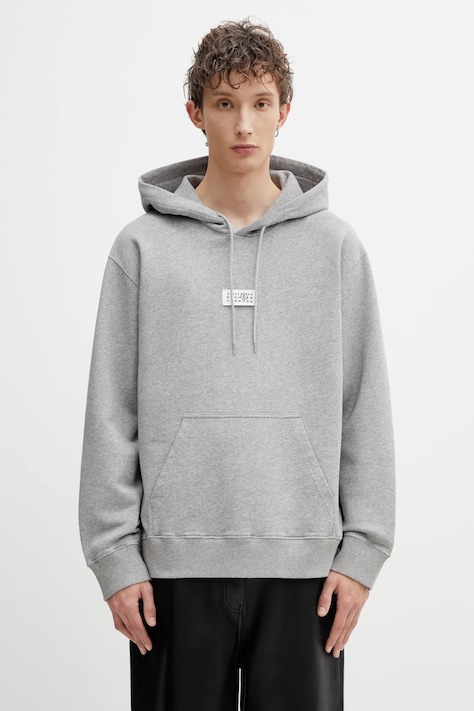 MM6 Maison Margiela bluza bawełniana męska kolor szary z kapturem melanżowa SH0GU0042.M25025.853M