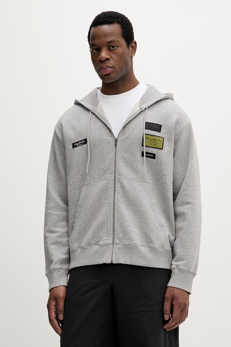Bavlnená mikina MM6 Maison Margiela šedá farba, s kapucňou, s nášivkou, SH0HG0007.M25025.853M