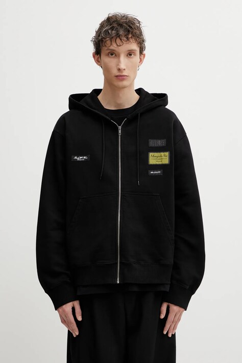 MM6 Maison Margiela bluza bawełniana męska kolor czarny z kapturem gładka SH0HG0007.M25025.900