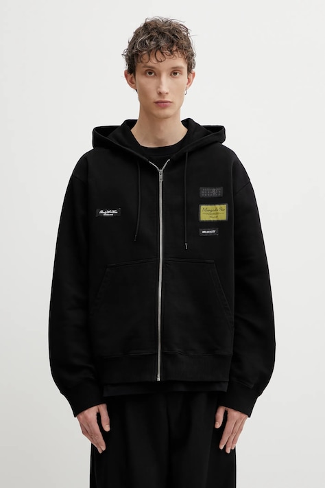 MM6 Maison Margiela bluza bawełniana męska kolor czarny z kapturem gładka SH0HG0007.M25025.900