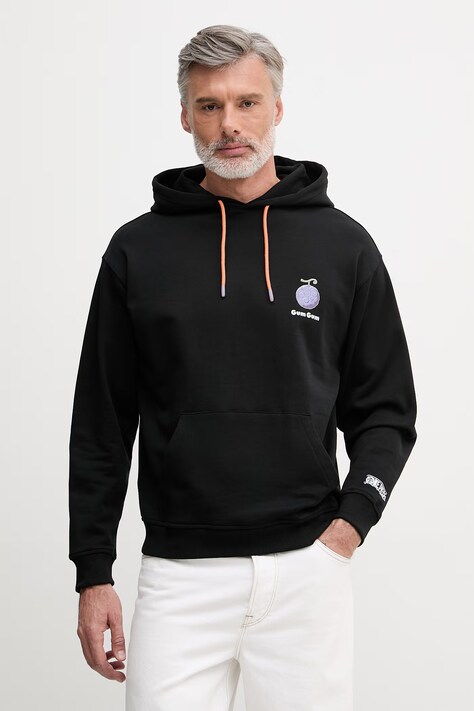 United Colors of Benetton bluza z kapturem męska bawełniana czarna 30HRU2023