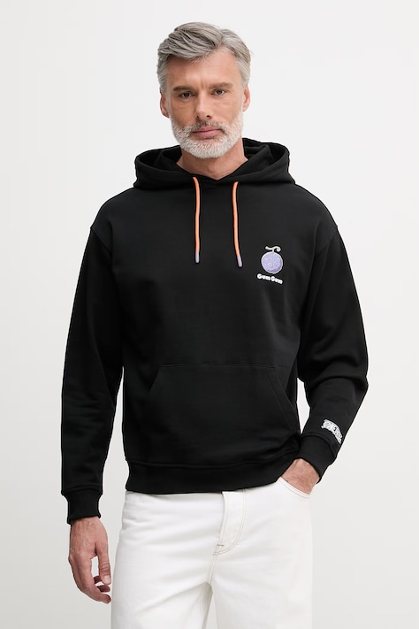 United Colors of Benetton bluza z kapturem męska bawełniana czarna 30HRU2023