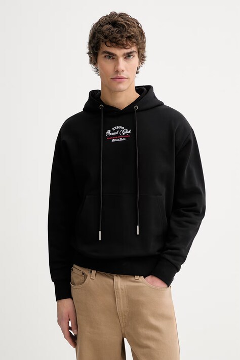 Iceberg bluza bawełniana męska kolor czarny z kapturem z nadrukiem E062 630A