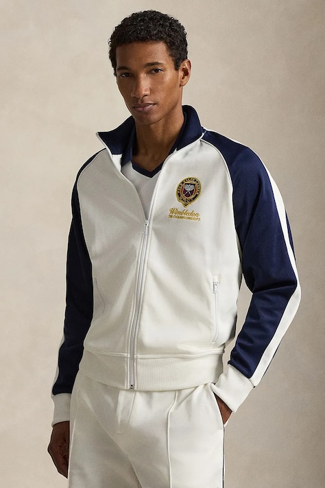 Polo Ralph Lauren mikina na zips pánska bavlnená biela 710B16081