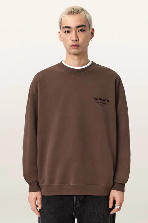 AllSaints bluza męska bawełniana XANDER brązowa M001NE