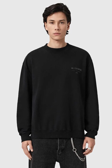 AllSaints bluza bawełniana XANDER męska kolor czarny gładka M001NE