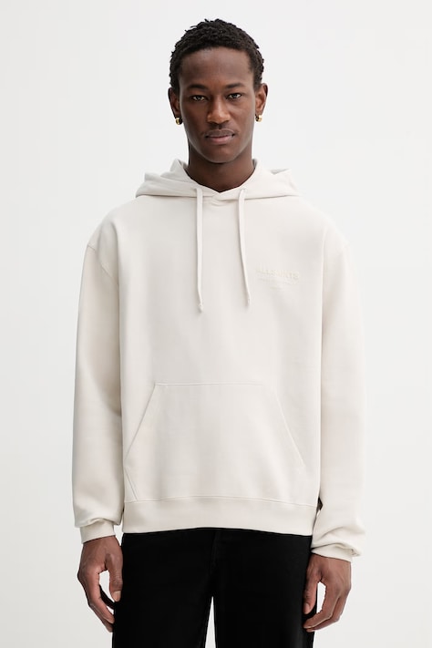 AllSaints pamut melegítőfelső XANDER fehér, sima, kapucnis, M002NE