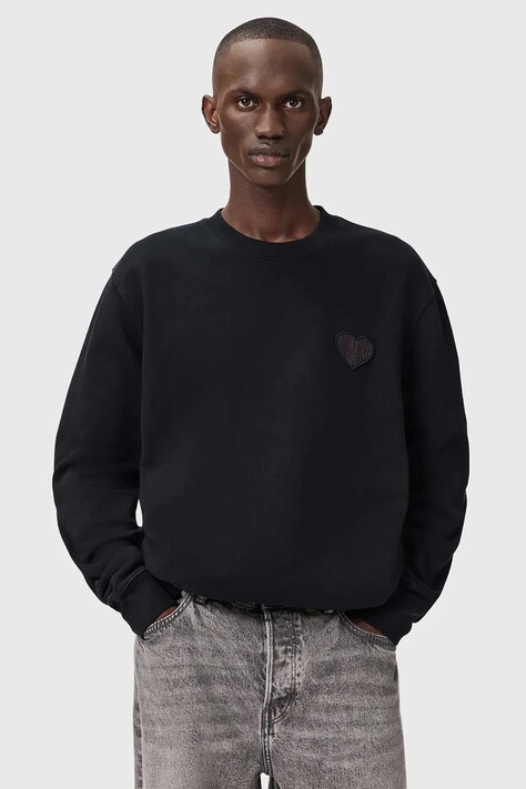 AllSaints bluza bawełniana LOVER męska kolor czarny gładka M010NC