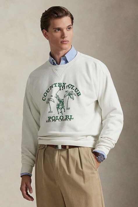 Polo Ralph Lauren bluza męska kolor beżowy z nadrukiem 710B13518