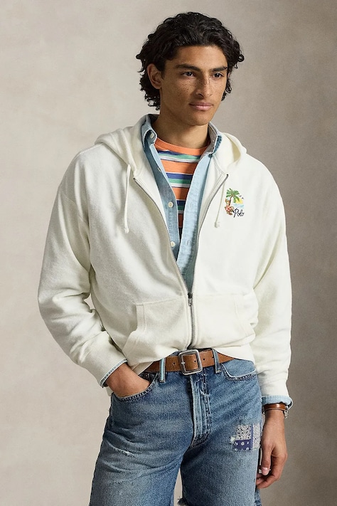 Polo Ralph Lauren bluza z kapturem męska bawełniana beżowa 710B14590