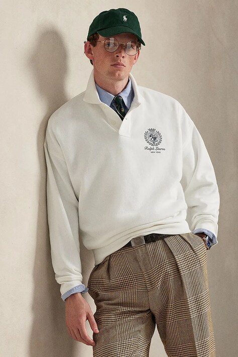 Polo Ralph Lauren bluza męska kolor biały z aplikacją 710A13262