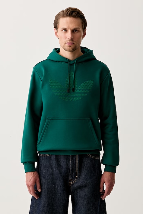 adidas Originals hanorac cu glugă pentru bărbați cu bumbac MONOGRAM HD verde KD0403