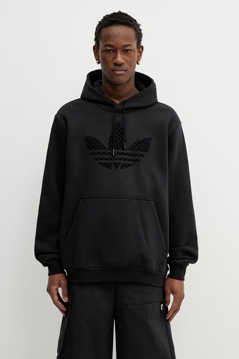 adidas Originals bluza MONOGRAM HD męska kolor czarny z kapturem z nadrukiem KD1358