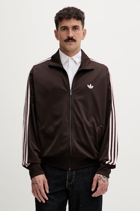 adidas Originals mikina na zips pánska FIREBIRD TT hnedá KD8309