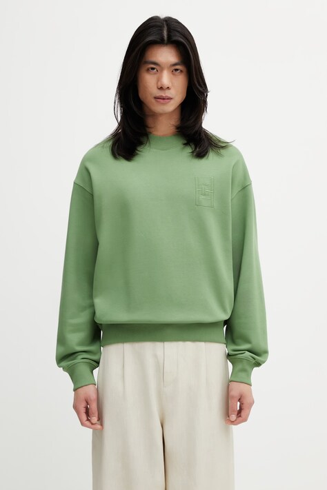 Lacoste bluza z bawełną męska zielona SH1682