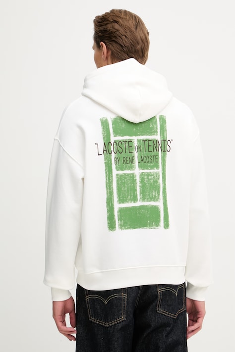 Lacoste Bluza z kapturem męska bawełniana biała SH2196