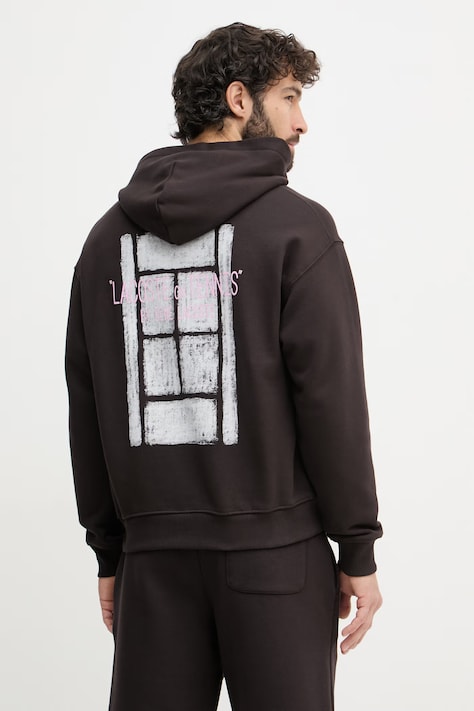 Lacoste bluza z kapturem męska bawełniana brązowa SH2196