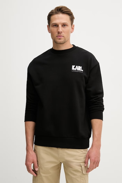 Karl Lagerfeld bluza męska kolor czarny z nadrukiem 562900.705100