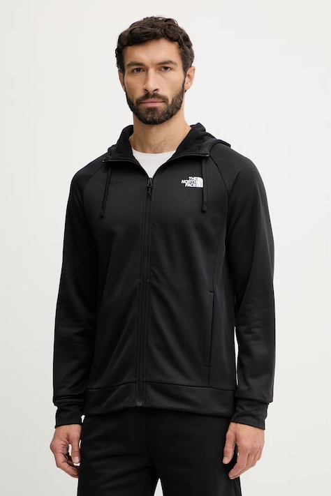 The North Face bluza treningowa REAXION 2.0 męska kolor czarny z kapturem gładka NF0A8DVYKS71