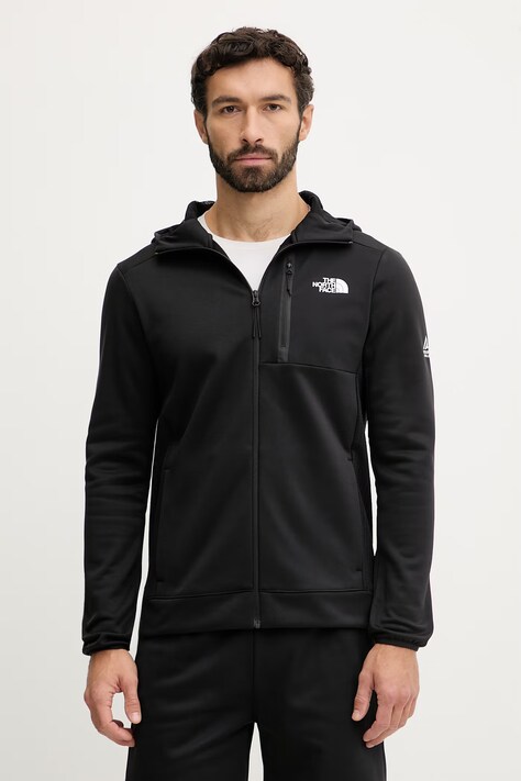 The North Face bluza treningowa MOUNTAIN ATHLETICS męska kolor czarny z kapturem gładka NF0A8DY7JK31