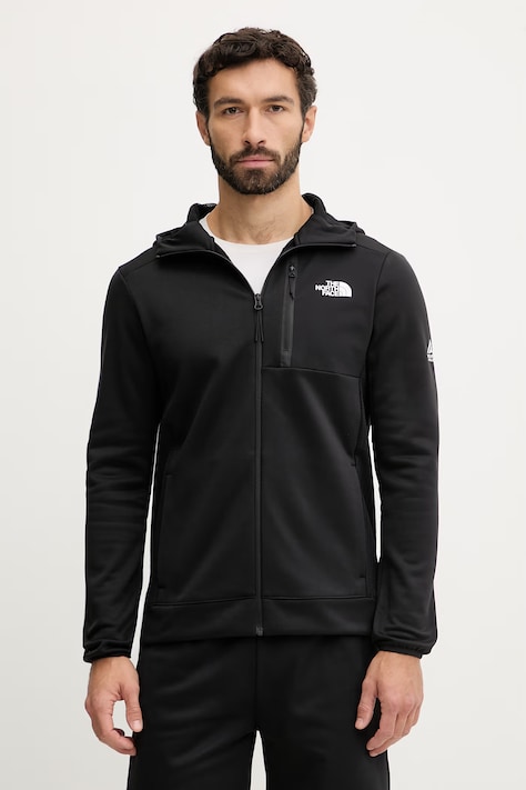 The North Face bluza treningowa MOUNTAIN ATHLETICS męska kolor czarny z kapturem gładka NF0A8DY7JK31