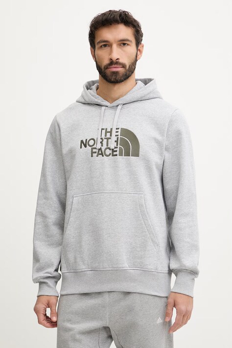 The North Face bluza Drew Peak męska kolor szary z kapturem melanżowa NF0A89EM6RS1