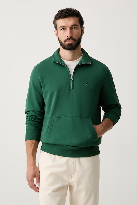Tommy Hilfiger felpa da uomo in cotone verde MW0MW43115