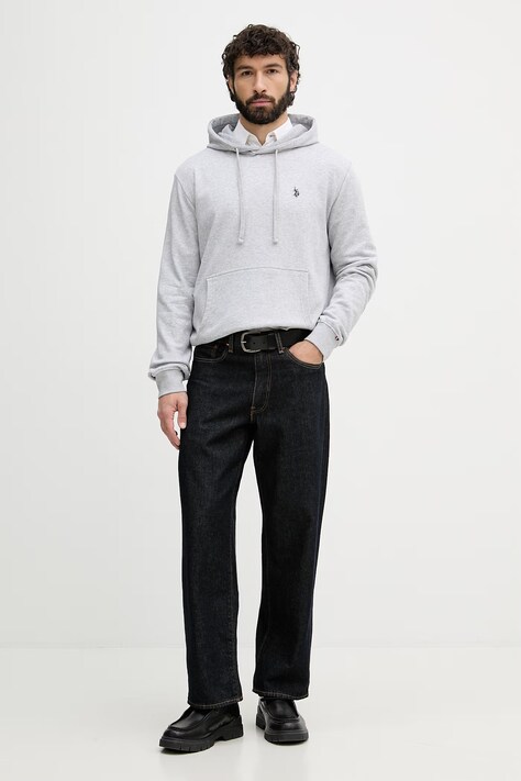 U.S. Polo Assn. кофта з капюшоном чоловіча з бавовною DHM LB — SS26-BLM0IR, сірий — фото 2