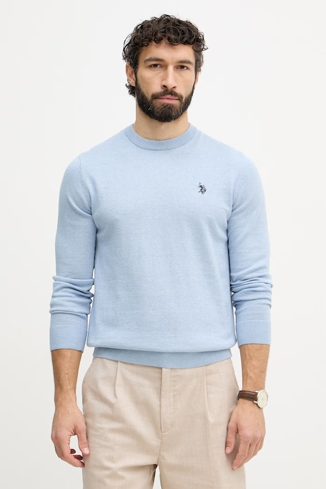 U.S. Polo Assn. sweter męski bawełniany DHM KNIT niebieski MUP4551