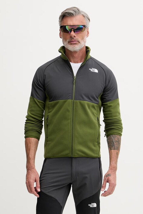 The North Face μπλούζα με κουμπιά Ανδρική φλις Glacier Heavyweight πράσινη NF0A89JGM6D1