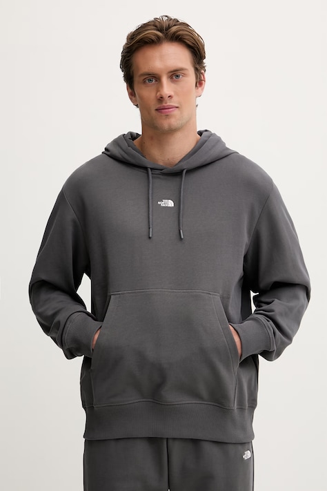 The North Face mikina s kapucňou pánska bavlnená Essential Light sivá NF0A8GQDRHI1