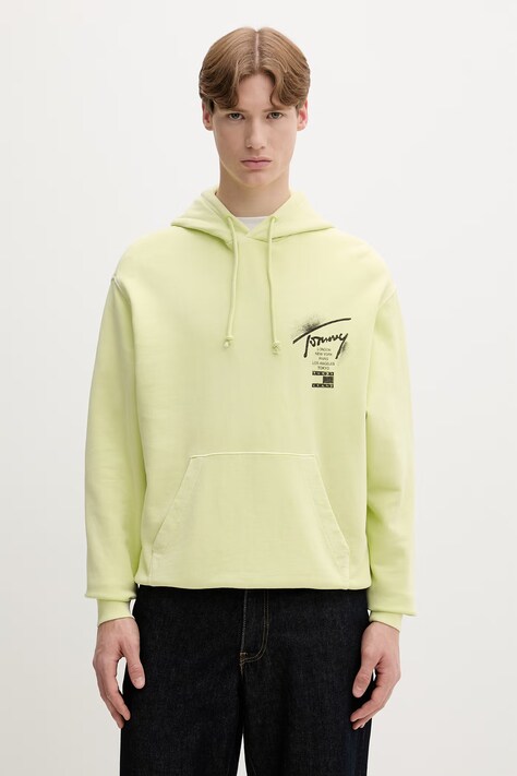 Tommy Jeans Kapucnis melegítőfelső férfi pamut zöld DM0DM22840