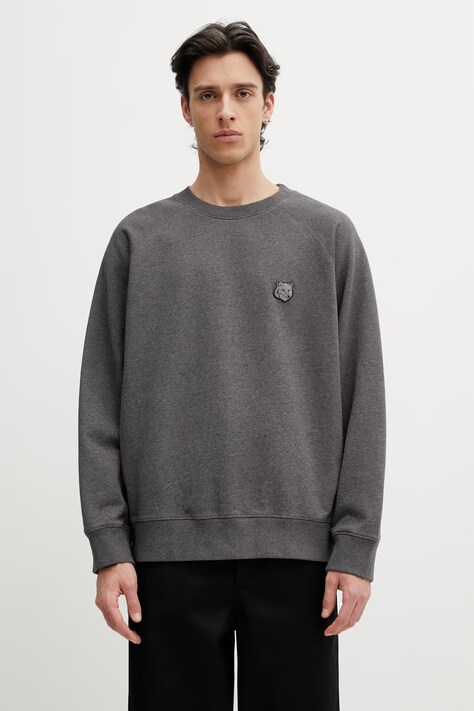Maison Kitsuné Fox Head Men's cotton oversized sweatshirt gray PM00306KM0340