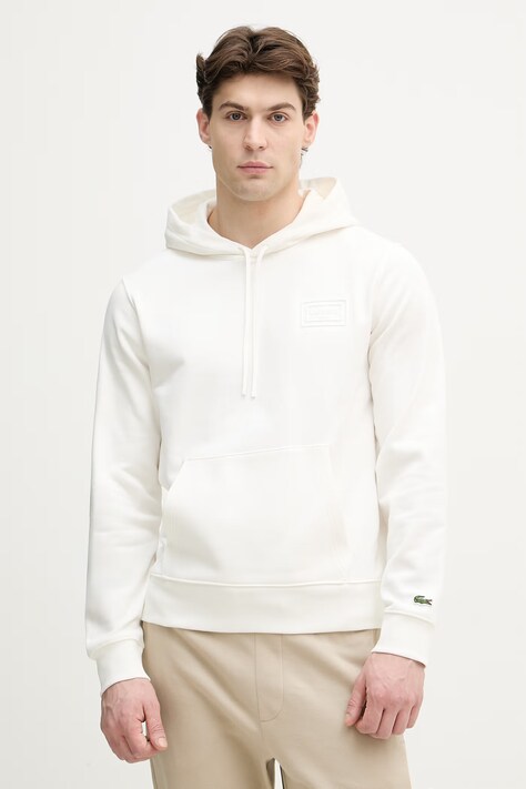 Lacoste bluza z kapturem męska bawełniana beżowa SH0785