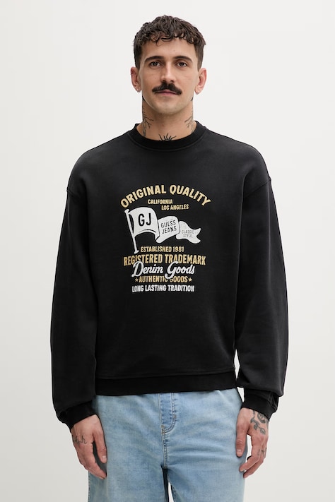 Guess Jeans mikina pánska bavlnená čierna M6GQA7 KCPR1