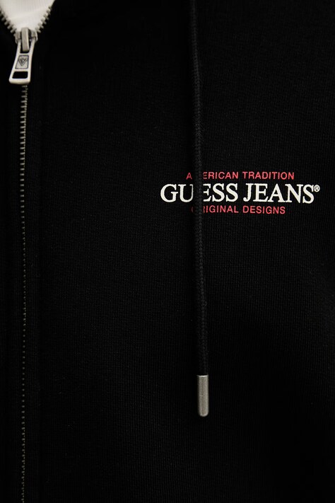 Guess Jeans Кофта на блискавці з капюшоном чоловіча бавовняна — SS26-BLM0KI, чорний — фото 5