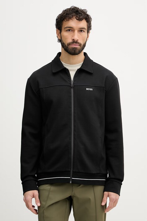 BOSS Green μπλούζα με κουμπιά ανδρική μαύρη 50558579