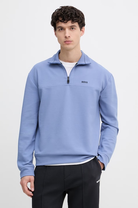 BOSS Green bluza męska z bawełną niebieska 50558580