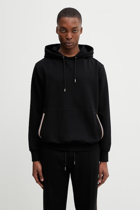 Paul Smith TAPE DETAIL bluza z kapturem męska z lyocellem czarna M1R.874Z.V02745