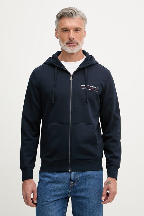 Tommy Hilfiger felpa con cerniera e cappuccio da uomo in cotone blu navy MW0MW42462