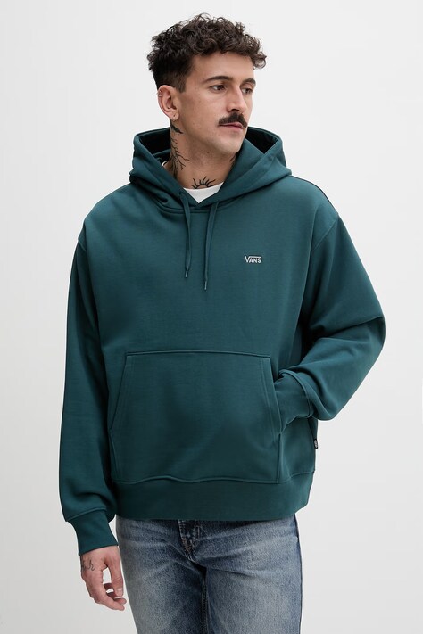 Vans bluza z kapturem męska bawełniana turkusowa VN000P21FRJ1