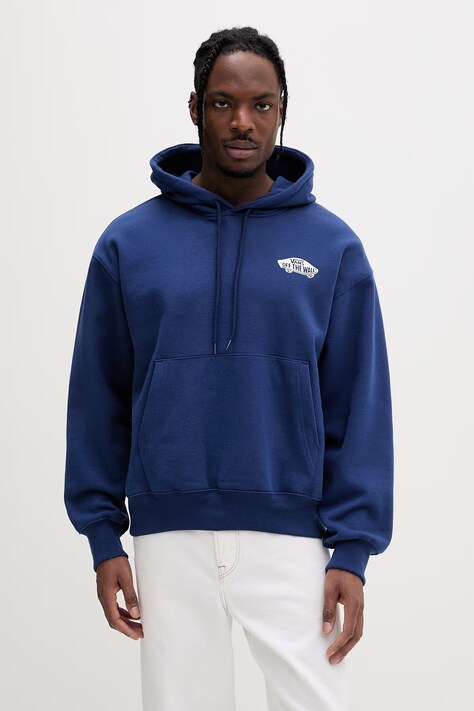 Vans bluza z kapturem męska z bawełną niebieska VN000STCFOB1