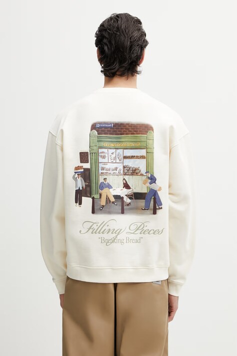 Filling Pieces bluza oversize męska bawełniana Bakery beżowa 412630501286.214