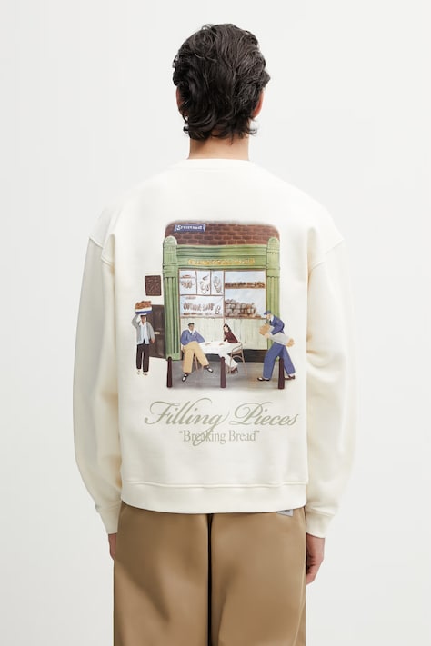 Filling Pieces bluza oversize męska bawełniana Bakery beżowa 412630501286.214